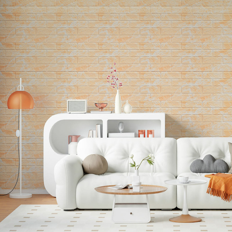 Декоративна 3D панель самоклейка 700х770х5мм Мармур бежевий(цегла) (062) SW-00000032