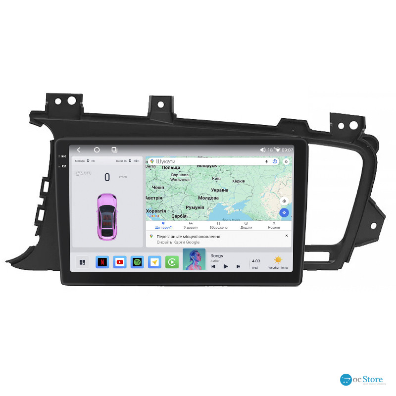 Штатная магнитола Lesko для Kia Optima III 2010-2013 экран 9" 4/64 QLED CarPlay 4G Wi-Fi GPS 360 Prime