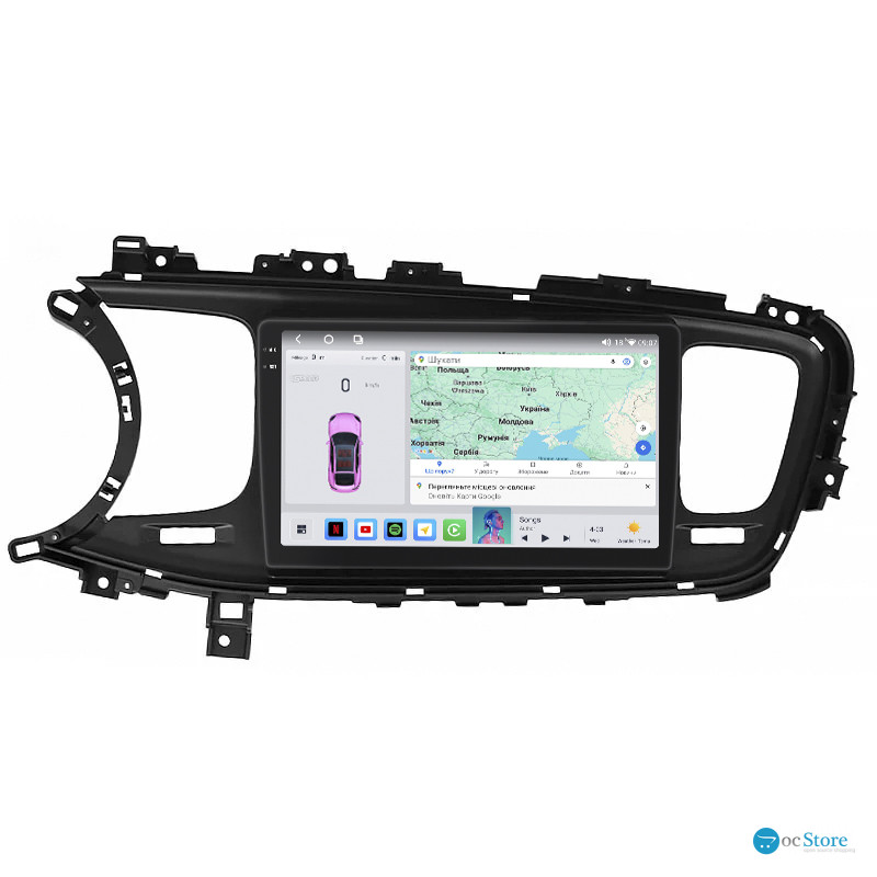 Штатная магнитола Lesko для Kia Optima III Рестайлинг 2013-2015 экран 9" 4/64 QLED CarPlay 4G Wi-Fi GPS 360 Prime