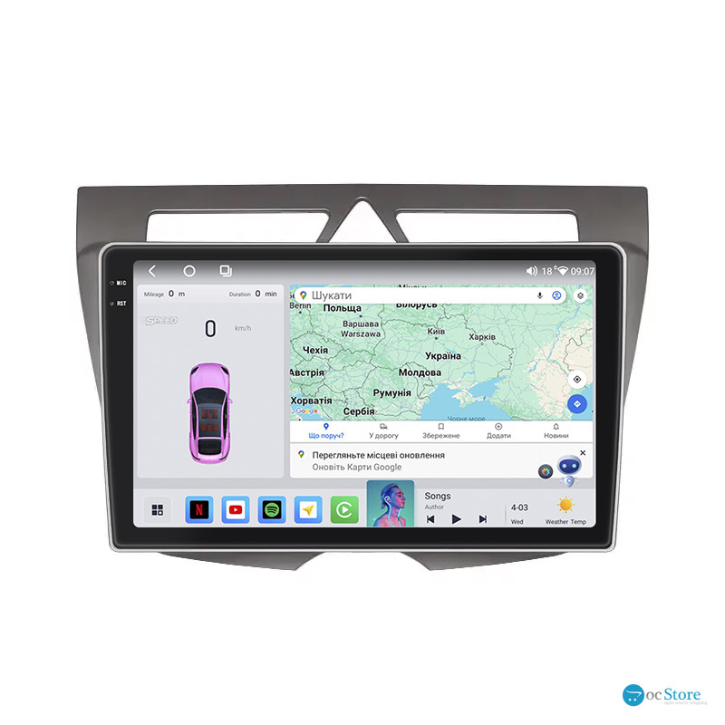 Штатная магнитола Lesko для Kia Picanto I Рестайлинг 2007-2011 экран 9" 4/64 QLED CarPlay 4G Wi-Fi GPS 360 Prime