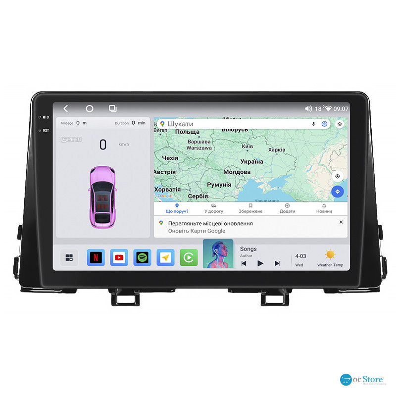 Штатная магнитола Lesko для Kia Picanto III 2017-2021 экран 9" 4/64 QLED CarPlay 4G Wi-Fi GPS 360 Prime