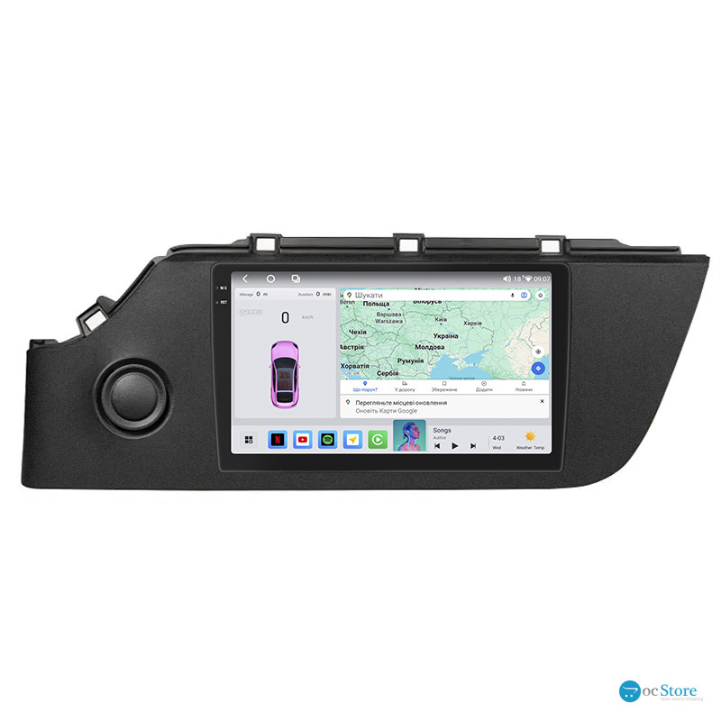 Штатная магнитола Lesko для Kia Rio IV Рестайлинг 2020-н.в. экран 9" 4/64 QLED CarPlay 4G Wi-Fi GPS 360 Prime