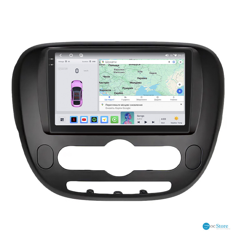 Штатная магнитола Lesko для Kia Soul II 2013-2016 экран 9" 4/64 QLED CarPlay 4G Wi-Fi GPS 360 Prime