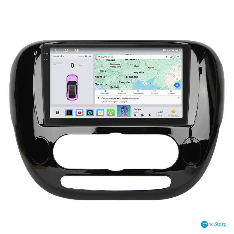 Штатная магнитола Lesko для Kia Soul II Рестайлинг 2016-2019 экран 9" 4/64 QLED CarPlay 4G Wi-Fi GPS 360 Prime