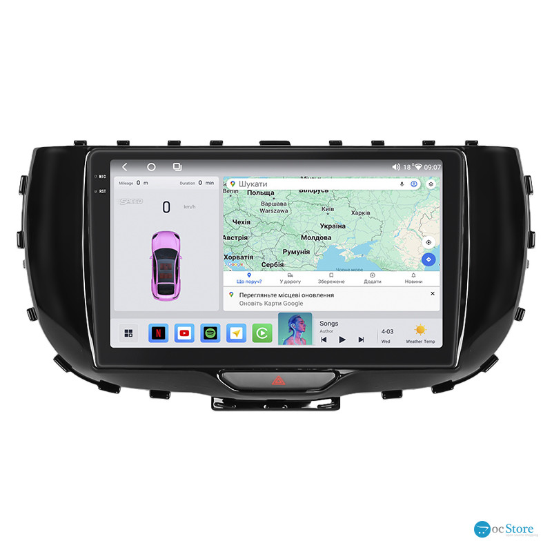 Штатная магнитола Lesko для Kia Soul III 2019-н.в. экран 9" 4/64 QLED CarPlay 4G Wi-Fi GPS 360 Prime
