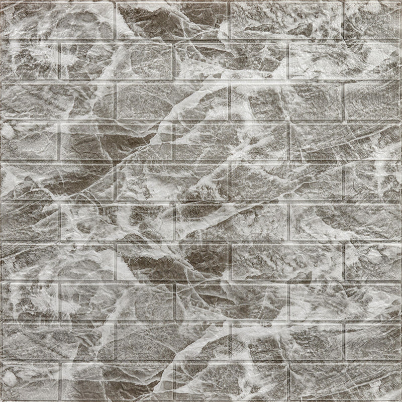 Декоративна 3D панель самоклейка 700х770х5мм Чорний мармур (цегла) (061-5) SW-00000036