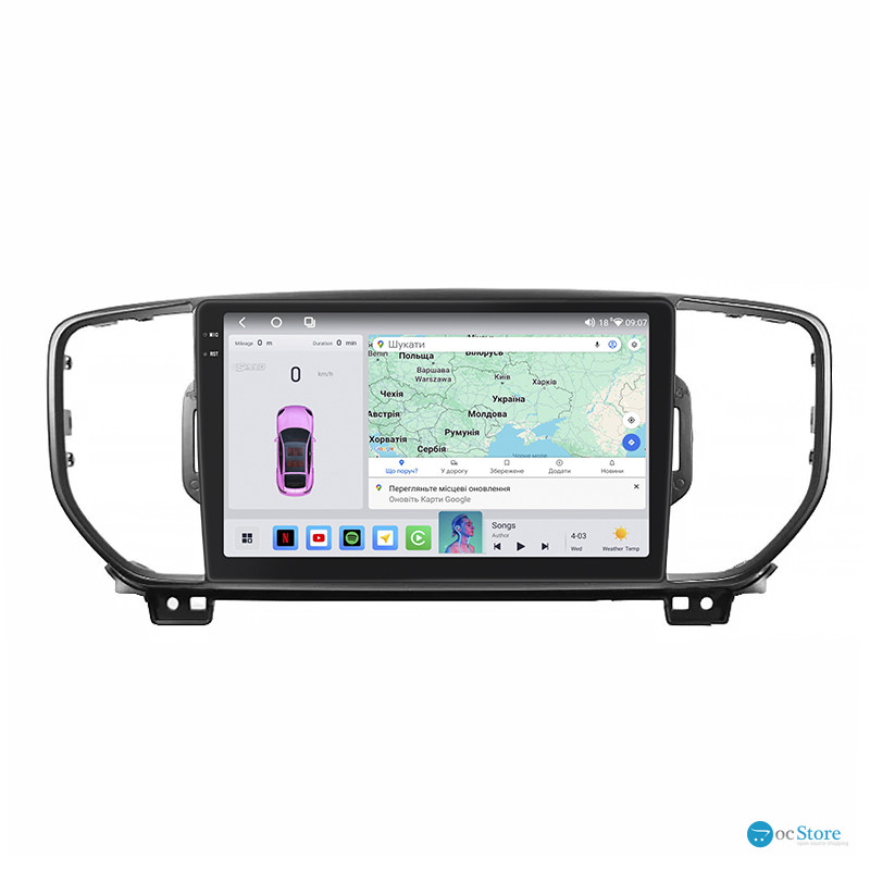 Штатная магнитола Lesko для Kia Sportage IV 2016-2018 экран 9" 4/64 QLED CarPlay 4G Wi-Fi GPS 360 Prime