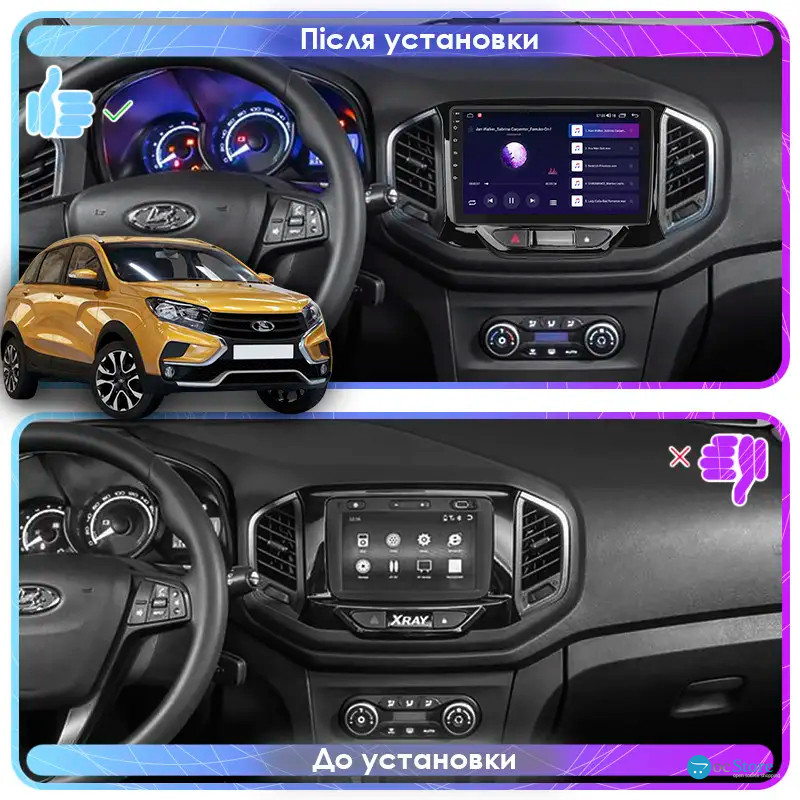 Штатная магнитола Lesko для LADA (ВАЗ) XRAY I 2015-н.в. экран 9" 1/16Gb Wi-Fi GPS Base