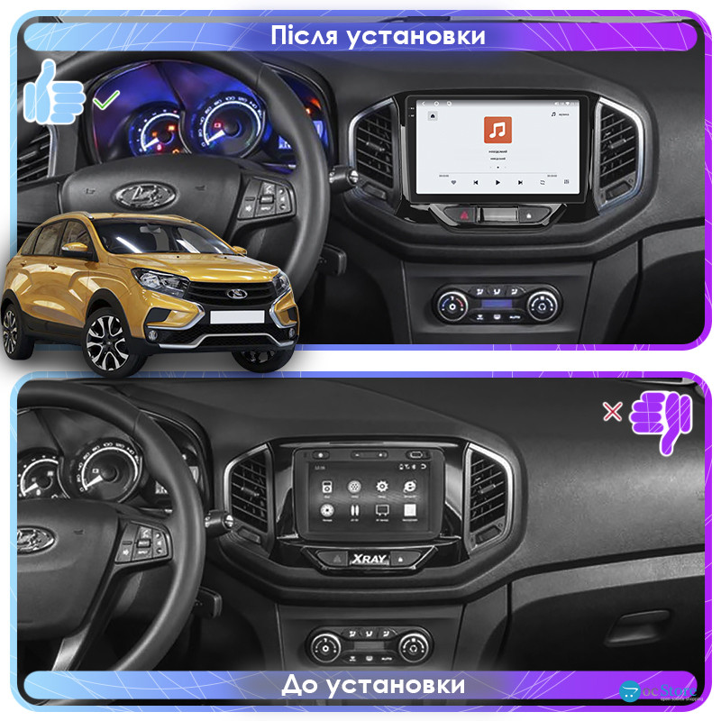 Штатная магнитола Lesko для LADA (ВАЗ) XRAY I 2015-н.в. экран 9" 4/64 QLED CarPlay 4G Wi-Fi GPS 360 Prime