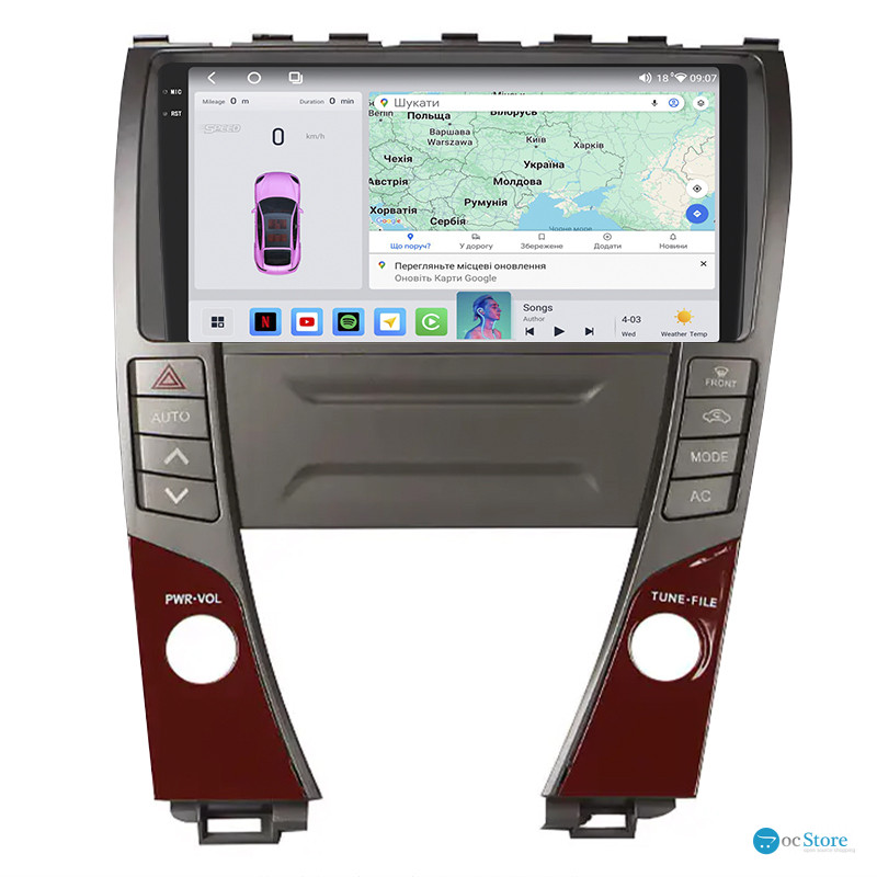 Штатная магнитола Lesko для Lexus ES V 2006-2009 экран 9" 4/64 QLED CarPlay 4G Wi-Fi GPS 360 Prime