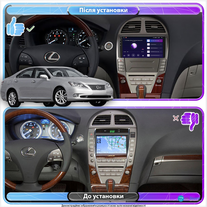 Штатная магнитола Lesko для Lexus ES V Рестайлинг 2009-2012 экран 9" 4/64Gb CarPlay 4G Wi-Fi GPS Prime