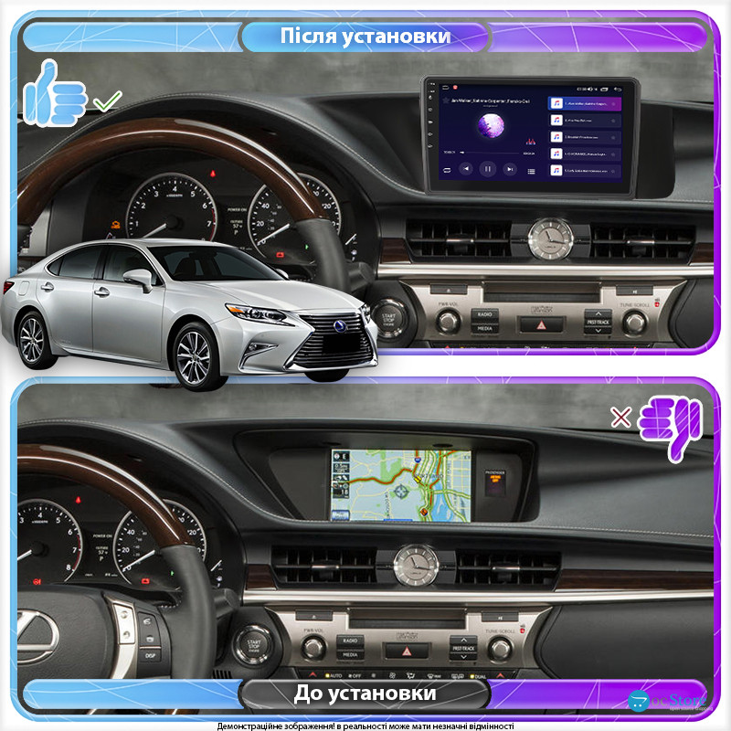 Штатная магнитола Lesko для Lexus ES VI Рестайлинг 2015-2018 экран 9" 4/64Gb CarPlay 4G Wi-Fi GPS Prime