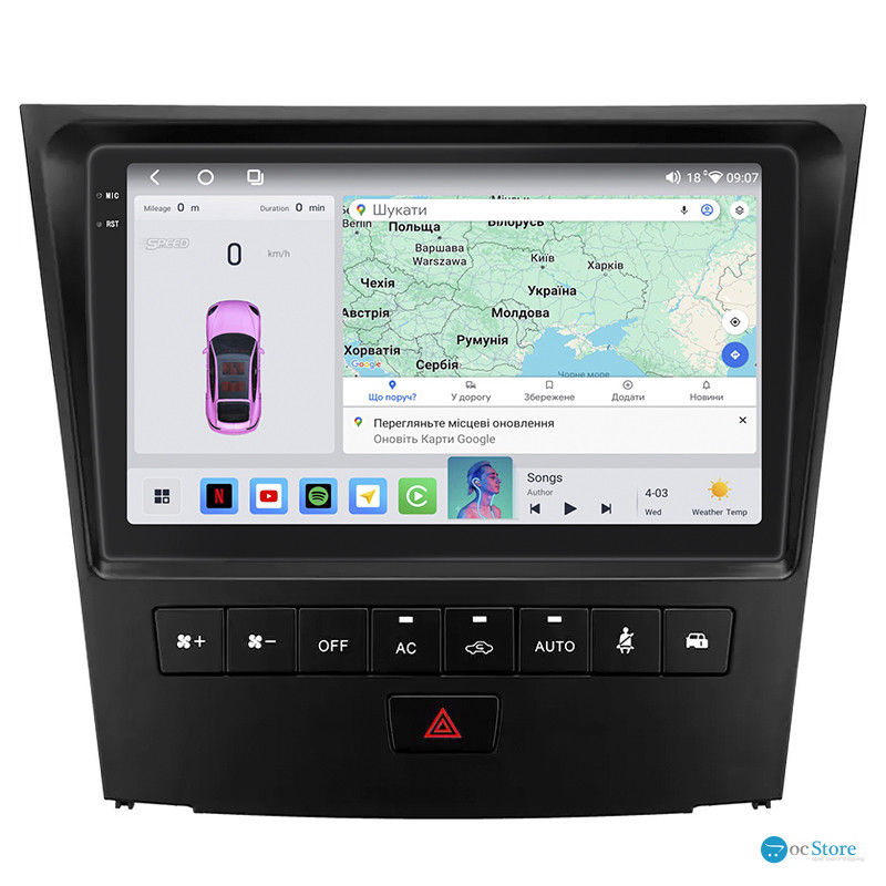 Штатная магнитола Lesko для Lexus GS III 2004-2007 экран 9" 4/64 QLED CarPlay 4G Wi-Fi GPS 360 Prime