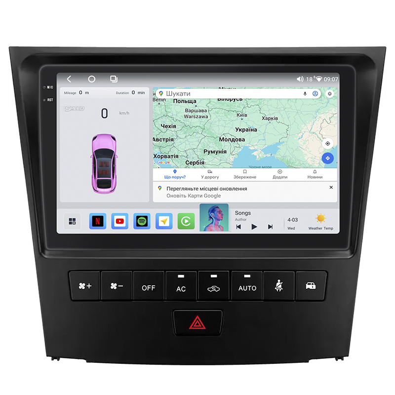 Штатная магнитола Lesko для Lexus GS III 2004-2007 экран 9" 4/64 QLED CarPlay 4G Wi-Fi GPS 360 Prime