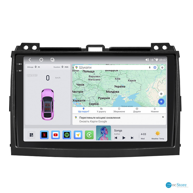Штатная магнитола Lesko для Lexus GX I 2002-2009 экран 9" 4/64 QLED CarPlay 4G Wi-Fi GPS 360 Prime