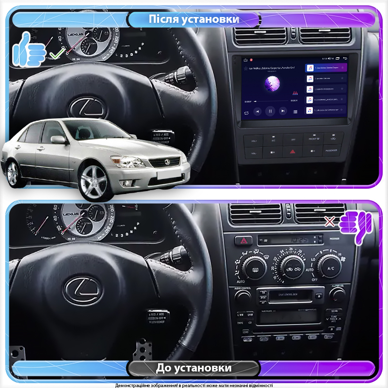Штатная магнитола Lesko для Lexus IS I 1999-2005 экран 9" 4/64Gb CarPlay 4G Wi-Fi GPS Prime