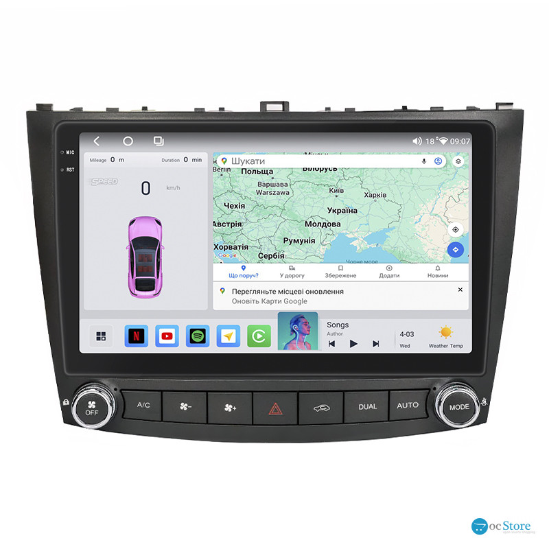 Штатная магнитола Lesko для Lexus IS II Рестайлинг 2008-2010 экран 10" 4/64 QLED CarPlay 4G Wi-Fi GPS 360 Prime