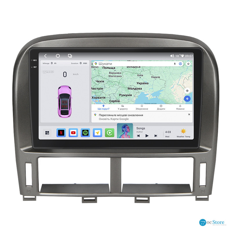 Штатная магнитола Lesko для Lexus LS III ver 2 2000-2003 экран 9" 4/64 QLED CarPlay 4G Wi-Fi GPS 360 Prime