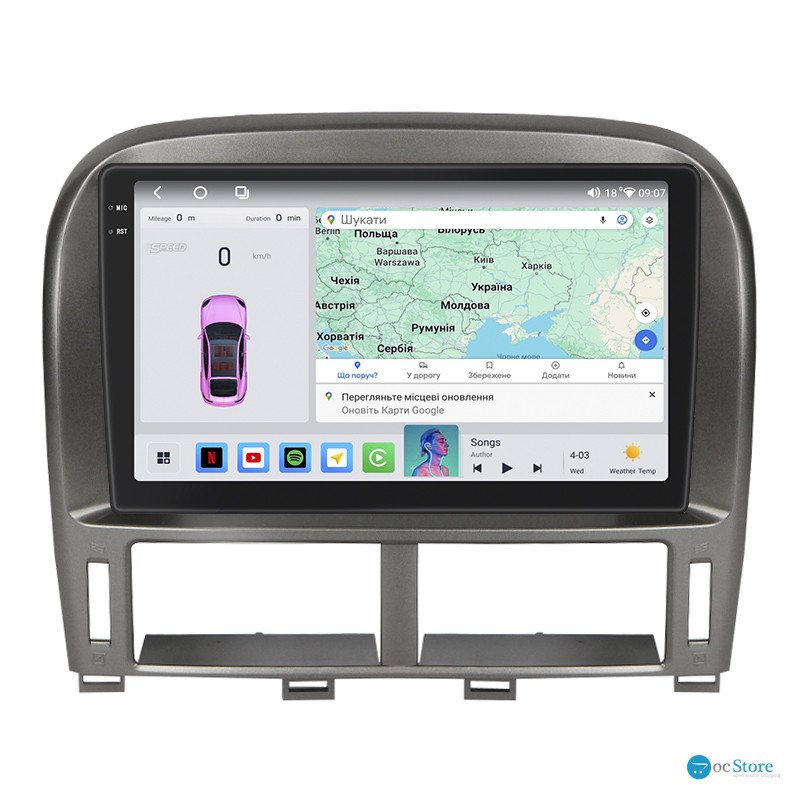 Штатная магнитола Lesko для Lexus LS III Рестайлинг ver 2 2003-2006 экран 9" 4/64 QLED CarPlay 4G Wi-Fi GPS 360 Prime