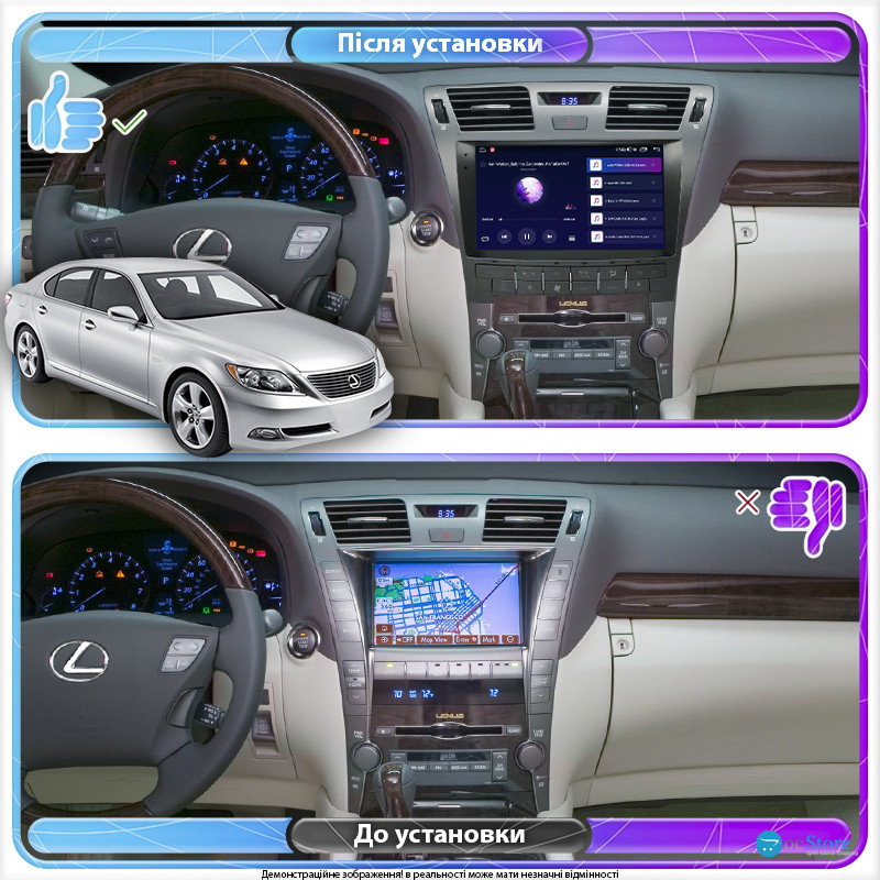 Штатная магнитола Lesko для Lexus LS IV 2006-2009 экран 10" 4/64Gb CarPlay 4G Wi-Fi GPS Prime