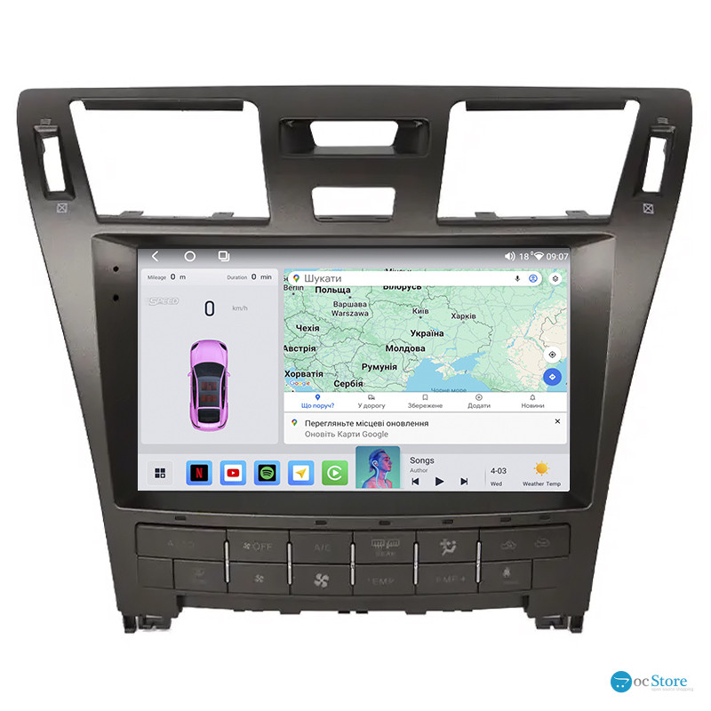Штатная магнитола Lesko для Lexus LS IV Рестайлинг 2009-2012 экран 10" 4/64 QLED CarPlay 4G Wi-Fi GPS 360 Prime