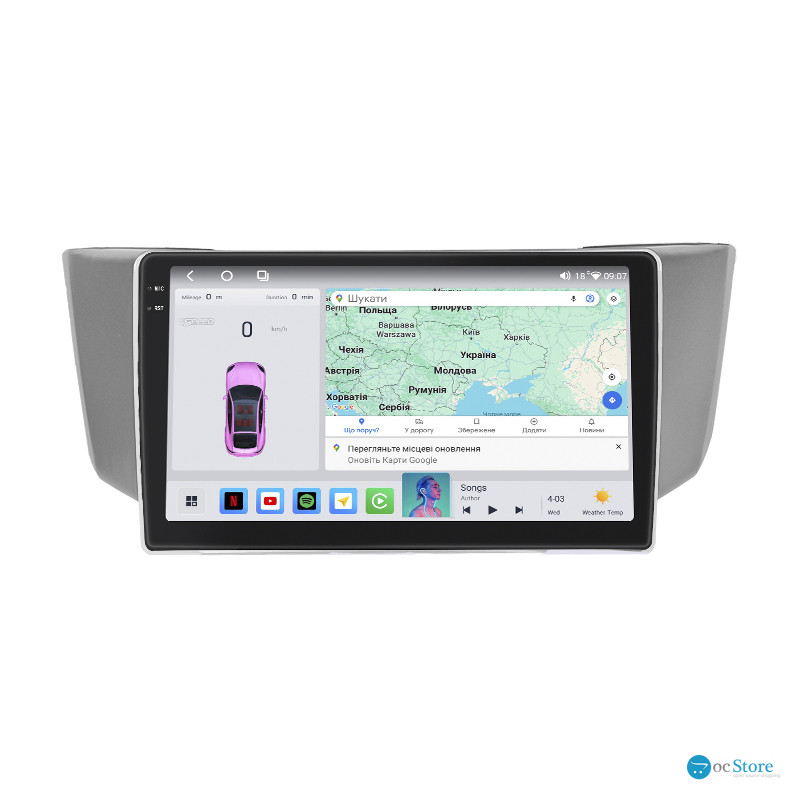 Штатная магнитола Lesko для Lexus RX II Рестайлинг 2006-2009 экран 9" 4/64 QLED CarPlay 4G Wi-Fi GPS 360 Prime