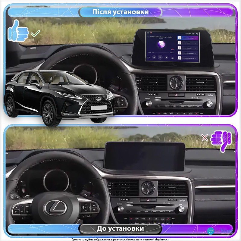 Штатная магнитола Lesko для Lexus RX IV Рестайлинг 2019-н.в. экран 10" 4/64Gb 4G Wi-Fi GPS Top