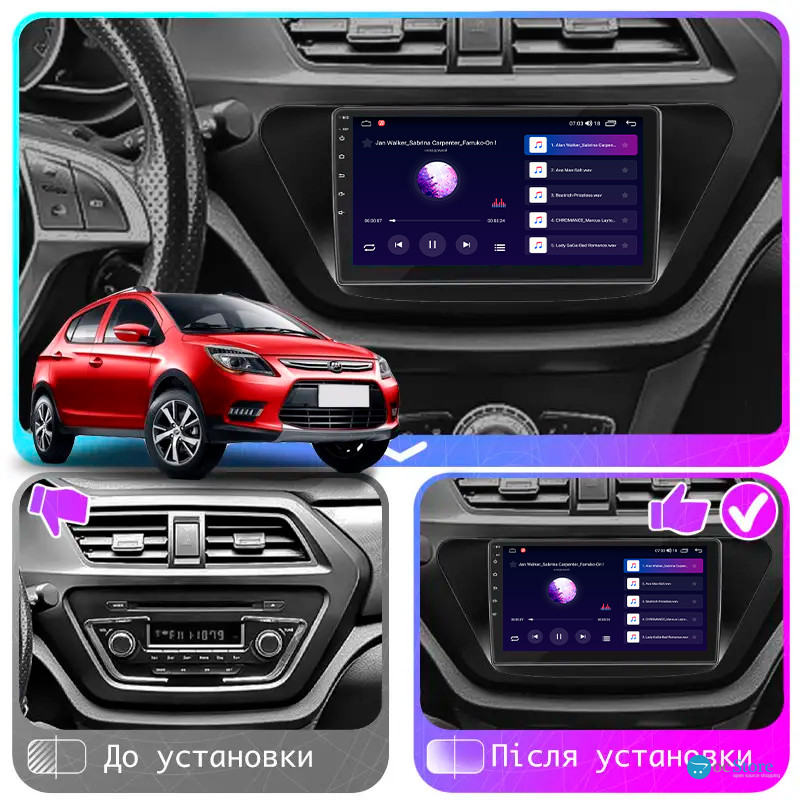 Штатная магнитола Lesko для Lifan X50  2015-н.в. экран 9" 1/16Gb Wi-Fi GPS Base