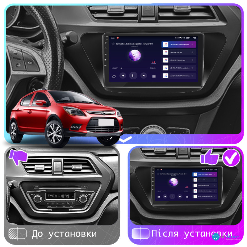 Штатная магнитола Lesko для Lifan X50  2015-н.в. экран 9" 2/32Gb CarPlay 4G Wi-Fi GPS Prime
