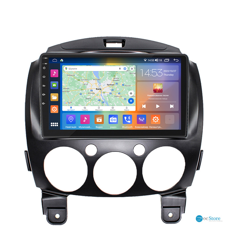 Штатная магнитола Lesko для Mazda 2 II (DE) 2007-2010 экран 9" 4/64Gb CarPlay 4G Wi-Fi GPS Prime