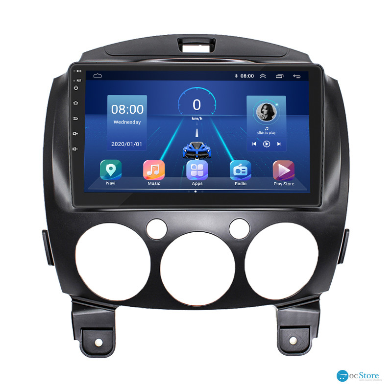 Штатная магнитола Lesko для Mazda 2 II (DE) 2007-2010 экран 9" 2/32Gb 4G Wi-Fi GPS Top