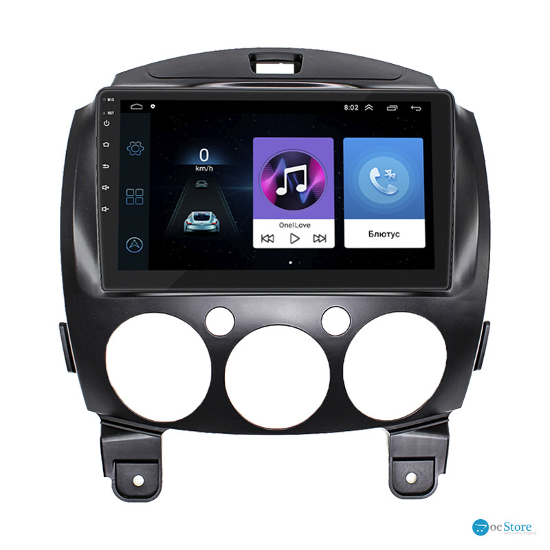 Штатная магнитола Lesko для Mazda 2 II Рестайлинг (DE2) 2010-2014 экран 9" 1/16Gb Wi-Fi GPS Base