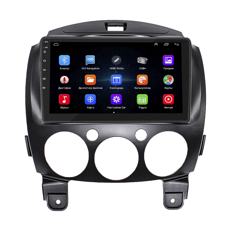 Штатная магнитола Lesko для Mazda 2 II Рестайлинг (DE2) 2010-2014 экран 9" 2/32Gb Wi-Fi GPS Base
