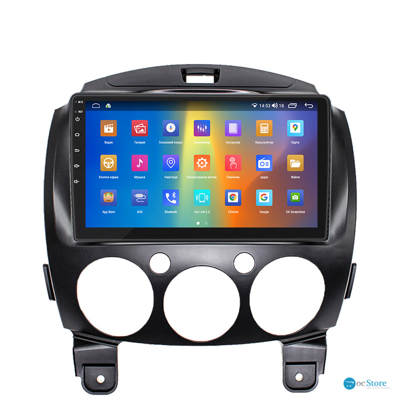 Штатная магнитола Lesko для Mazda 2 II Рестайлинг (DE2) 2010-2014 экран 9" 4/64Gb CarPlay 4G Wi-Fi GPS Prime