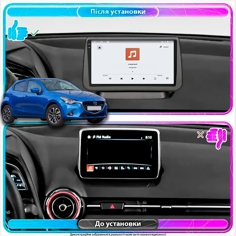 Штатная магнитола Lesko для Mazda 2 III (DJ) 2014-2019 экран 9" 4/64 QLED CarPlay 4G Wi-Fi GPS 360 Prime