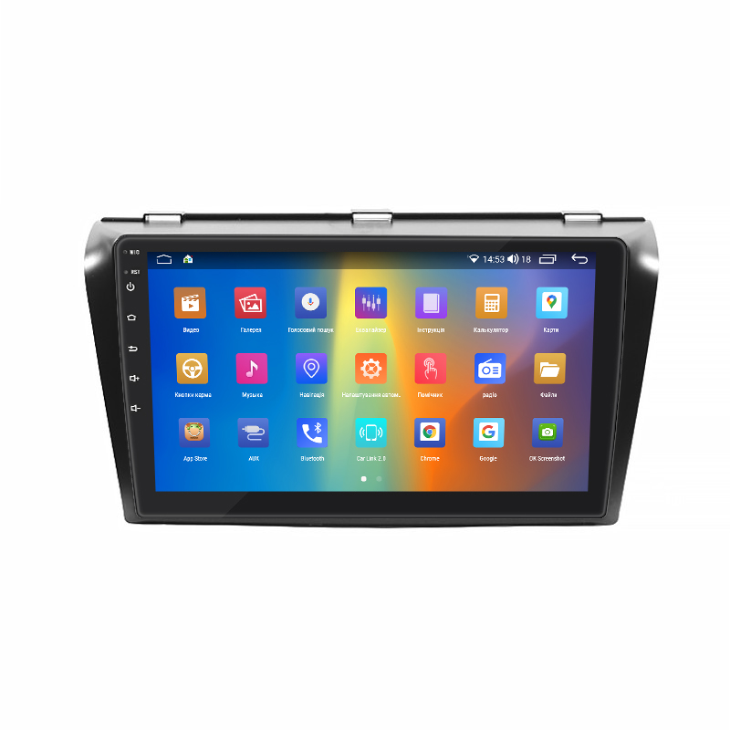 Штатная магнитола Lesko для Mazda 3 I (BK) Рестайлинг 2006-2009 экран 9" 4/64Gb CarPlay 4G Wi-Fi GPS Prime