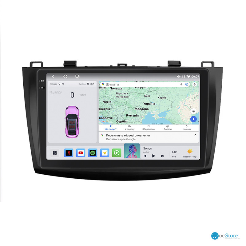 Штатная магнитола Lesko для Mazda 3 II (BL) 2008-2011 экран 9" 4/64 QLED CarPlay 4G Wi-Fi GPS 360 Prime