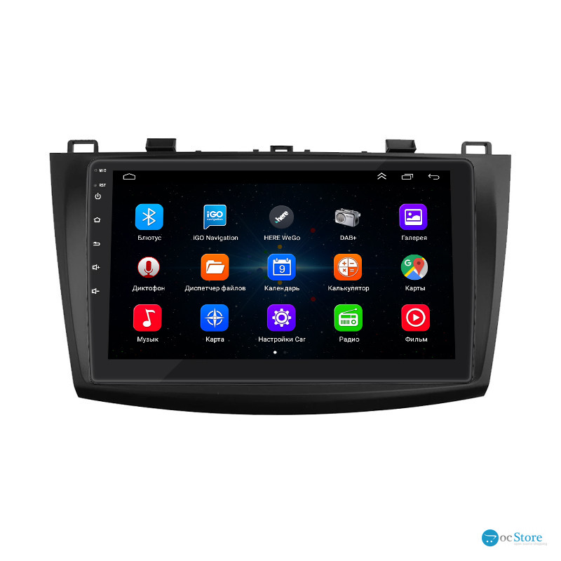 Штатная магнитола Lesko для Mazda 3 II (BL) Рестайлинг 2011-2013 экран 9" 1/16Gb Wi-Fi GPS Base