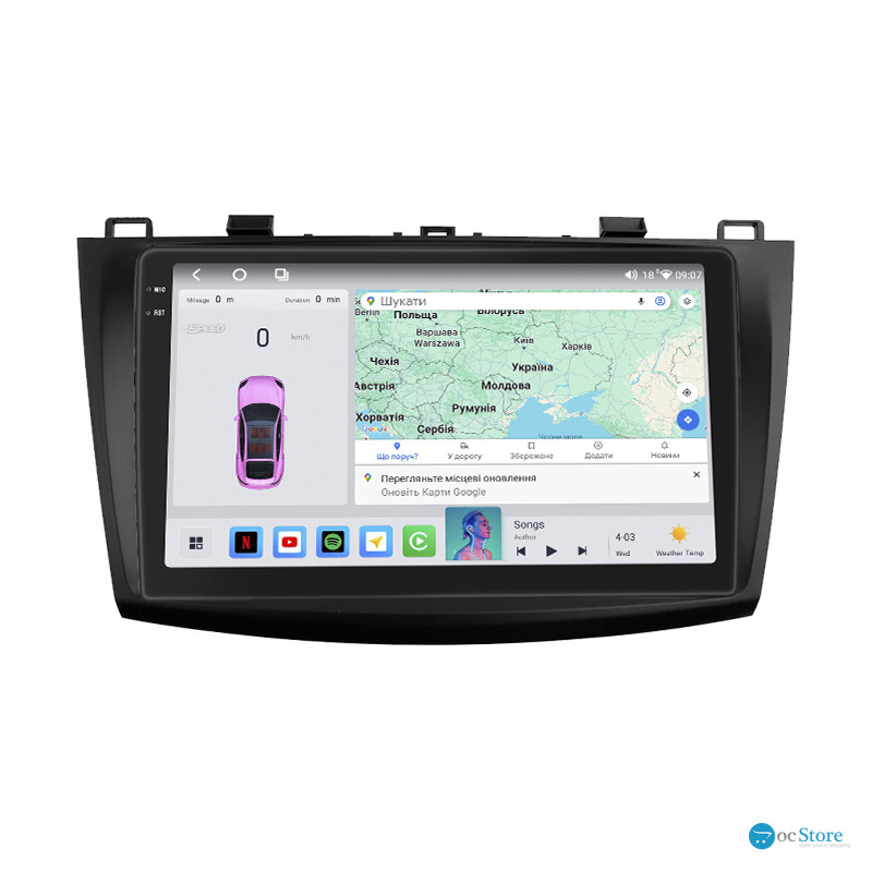 Штатная магнитола Lesko для Mazda 3 II (BL) Рестайлинг 2011-2013 экран 9" 4/64 QLED CarPlay 4G Wi-Fi GPS 360 Prime