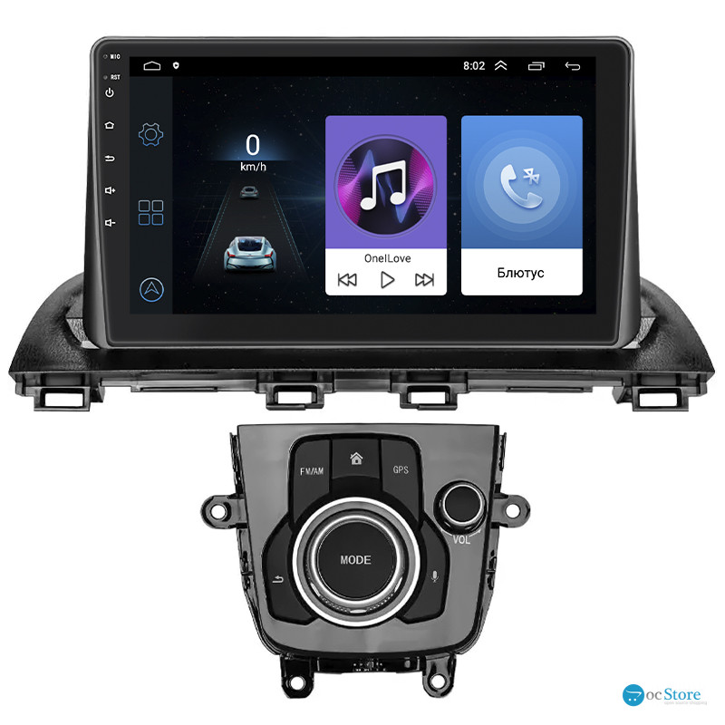 Штатная магнитола Lesko для Mazda 3 III (BM) Рестайлинг 2016-2019 экран 9" 1/16Gb Wi-Fi GPS Base