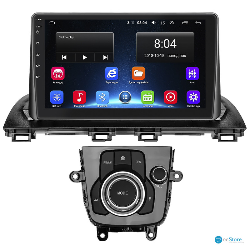 Штатная магнитола Lesko для Mazda 3 III (BM) Рестайлинг 2016-2019 экран 9" 2/32Gb Wi-Fi GPS Base