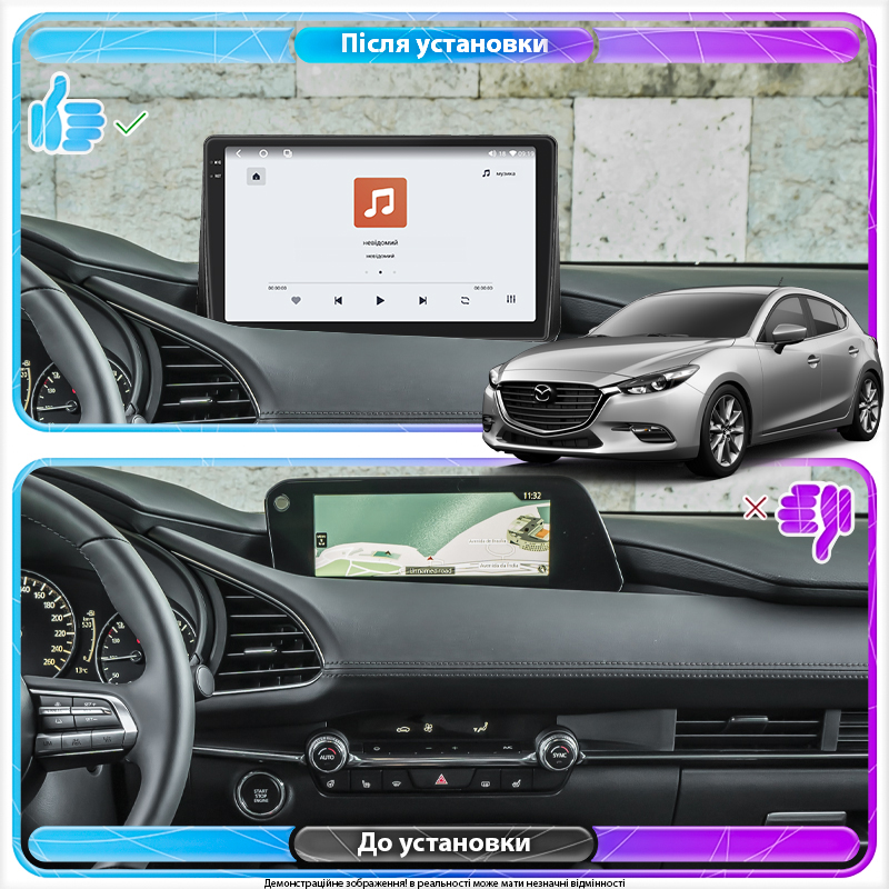 Штатная магнитола Lesko для Mazda 3 IV (BP) 2019-н.в. экран 10" 4/64 QLED CarPlay 4G Wi-Fi GPS 360 Prime