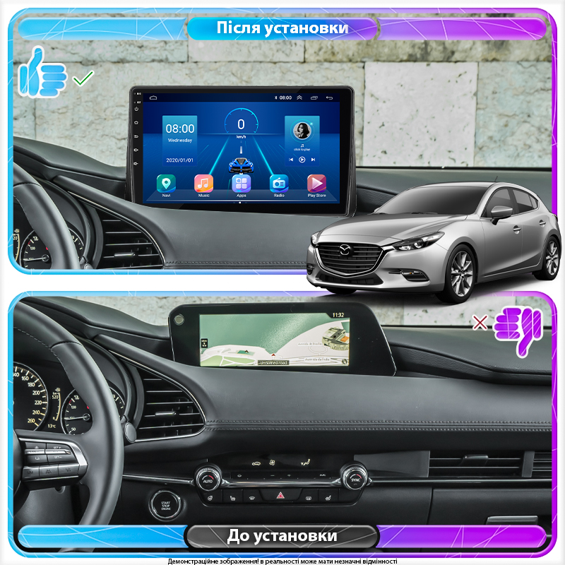 Штатная магнитола Lesko для Mazda 3 IV (BP) 2019-н.в. экран 10" 4/32Gb 4G Wi-Fi GPS Top