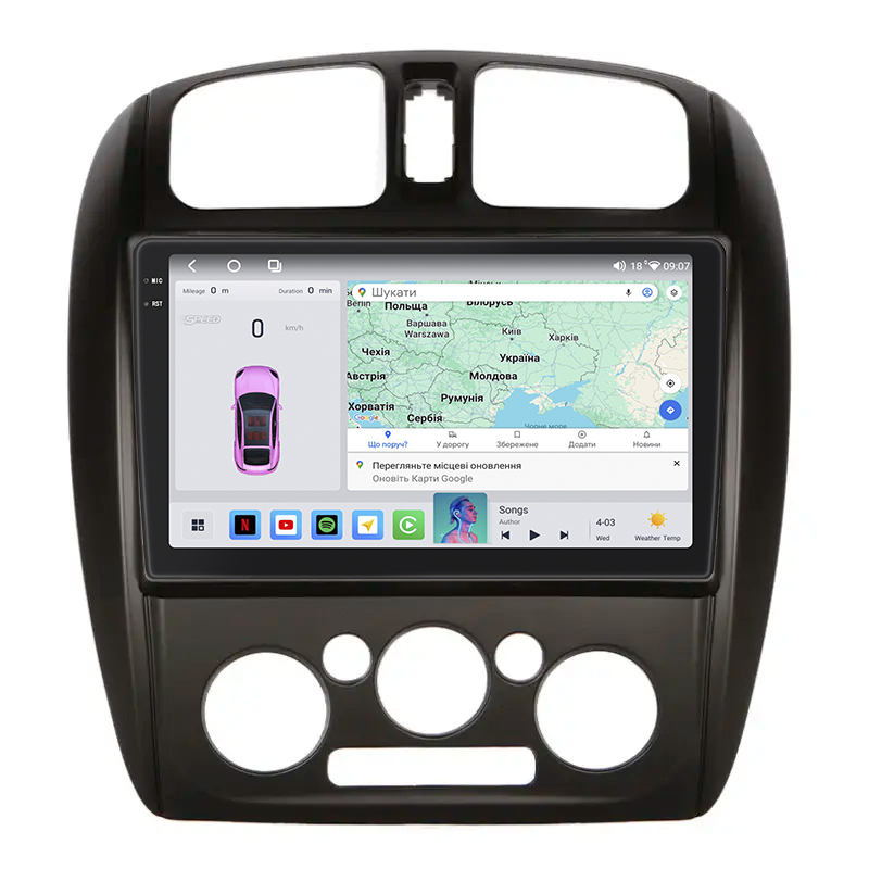 Штатная магнитола Lesko для Mazda 323 VI (BJ) Рестайлинг 2000-2003 экран 9" 4/64 QLED CarPlay 4G Wi-Fi GPS 360 Prime