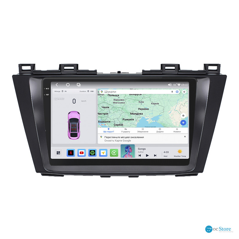 Штатная магнитола Lesko для Mazda 5 II (CW) 2010-2015 экран 9" 4/64 QLED CarPlay 4G Wi-Fi GPS 360 Prime