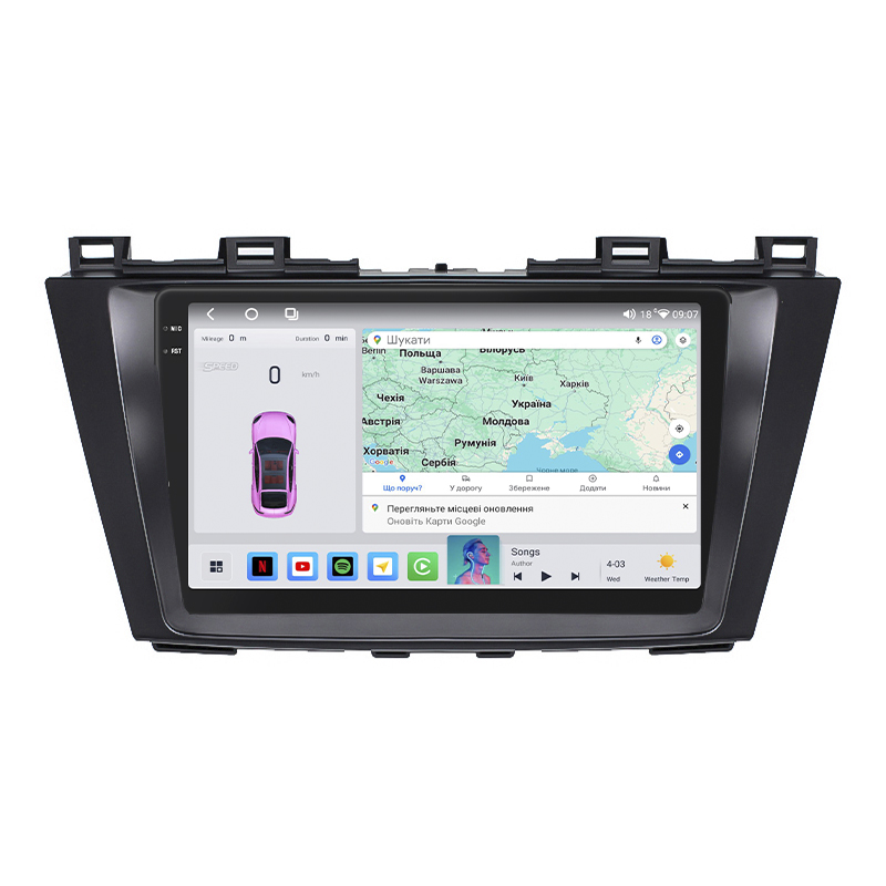 Штатная магнитола Lesko для Mazda 5 II (CW) 2010-2015 экран 9" 4/64 QLED CarPlay 4G Wi-Fi GPS 360 Prime
