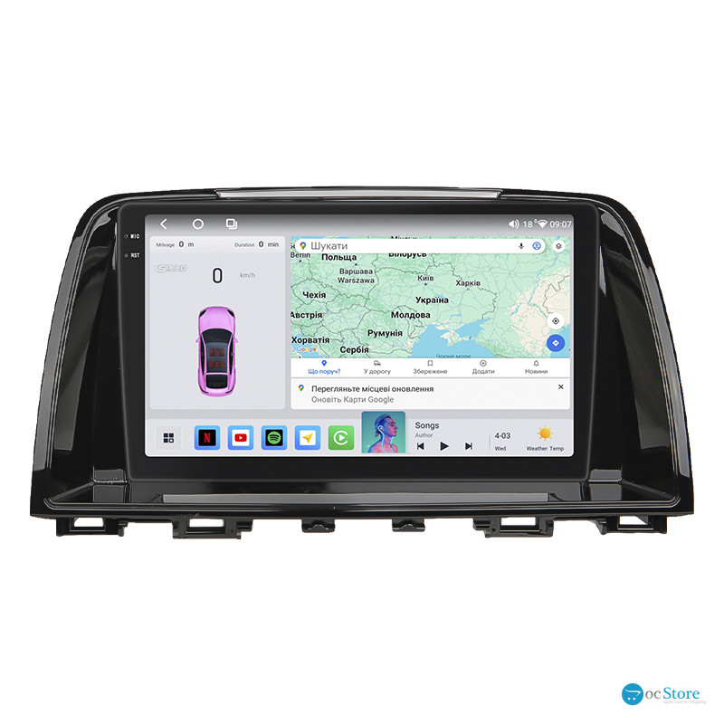 Штатная магнитола Lesko для Mazda 6 III (GJ) 2012-2015 экран 9" 4/64 QLED CarPlay 4G Wi-Fi GPS 360 Prime