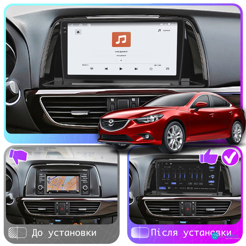 Штатная магнитола Lesko для Mazda 6 III (GJ) 2012-2015 экран 9" 4/64 QLED CarPlay 4G Wi-Fi GPS 360 Prime