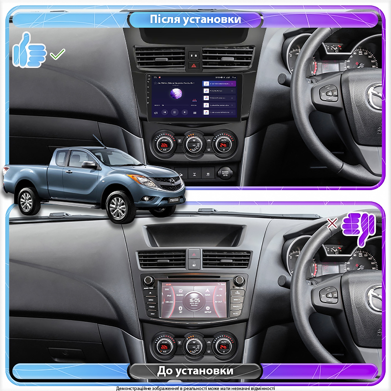 Штатная магнитола Lesko для Mazda BT-50 II 2011-2015 экран 9" 2/32Gb 4G Wi-Fi GPS Top