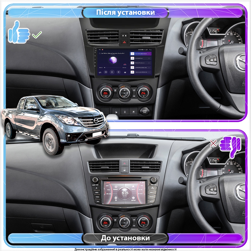 Штатная магнитола Lesko для Mazda BT-50 II Рестайлинг 2015-2020 экран 9" 2/32Gb CarPlay 4G Wi-Fi GPS Prime